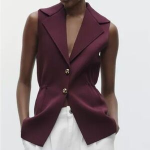 Zara gathered waist knit vest - purple / eggplant
